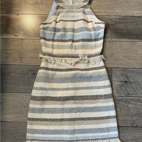 Tory Burch Striped Mini Dress in Blue and Gray - Picture 1 of 3